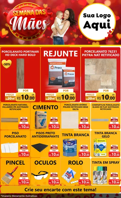 Modelo de Encarte para Encarte Grande com o tema Semana das Mães para Pisos e revestimentos