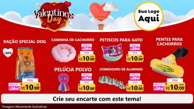 Modelo de TV para TV Horizontal com o tema Valentine's Day para Pet Shop