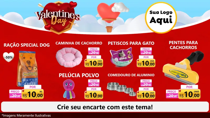 Modelo de TV para TV Horizontal com o tema Valentine's Day para Pet Shop