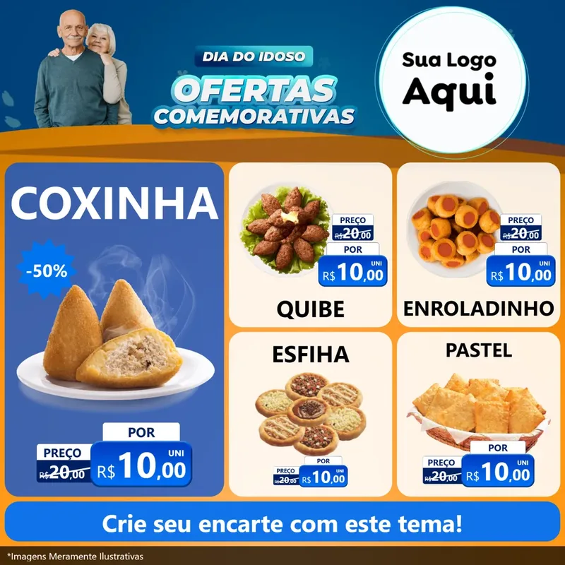 Modelo de Rede Social para Feed Facebook com o tema Dia do Idoso para Salgadaria
