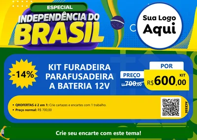 Modelo de Cartaz para Cartaz A4 Horizontal com o tema Especial Independência do Brasil para Maquinas e Ferramentas