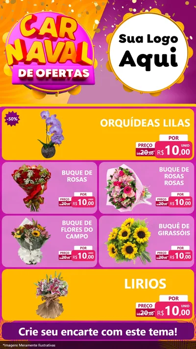 Modelo de TV para TV Vertical com o tema Carnaval de Ofertas para Floricultura e jardim