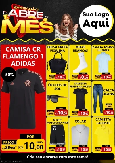 Modelo de Encarte para Encarte A4 Vertical com o tema Operação Abre Mês para Roupas e acessórios