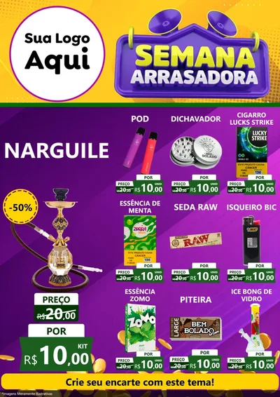 Modelo de Encarte para Encarte A4 Vertical com o tema Semana Arrasadora para Tabacaria