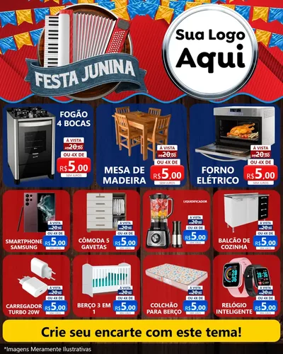 Modelo de Rede Social para Feed Instagram com o tema Festa Junina para Móveis e Eletro