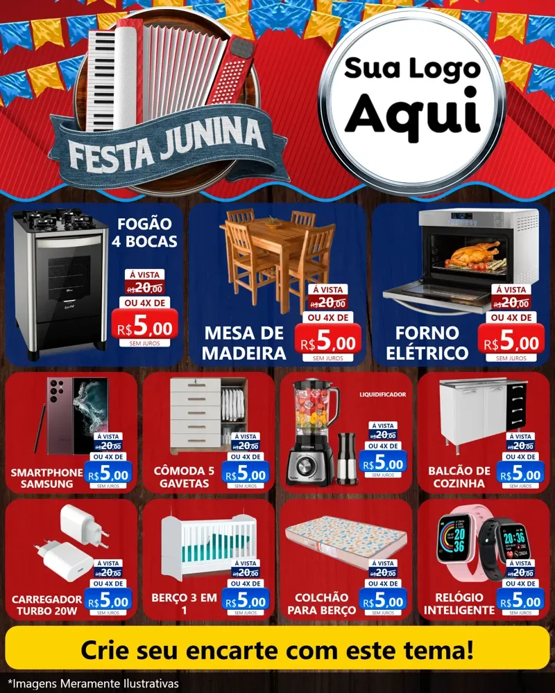 Modelo de Rede Social para Feed Instagram com o tema Festa Junina para Móveis e Eletro