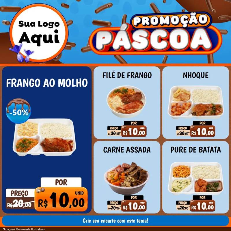 Modelo de Rede Social para Feed Facebook com o tema Promoção Páscoa para Restaurante