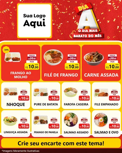 Modelo de Rede Social para Feed Instagram com o tema Dia A o Dia Mais Barato do Mês para Restaurante