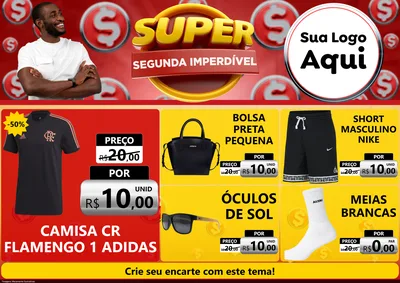 Modelo de Encarte para Encarte A4 Horizontal com o tema Super Segunda Imperdível para Roupas e acessórios