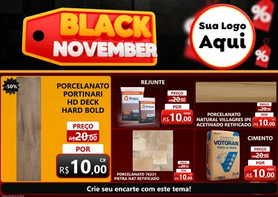 Modelo de Encarte para Encarte A4 Horizontal com o tema Black November para Pisos e revestimentos