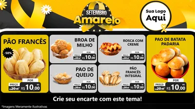 Modelo de TV para TV Horizontal com o tema Setembro Amarelo para Padaria