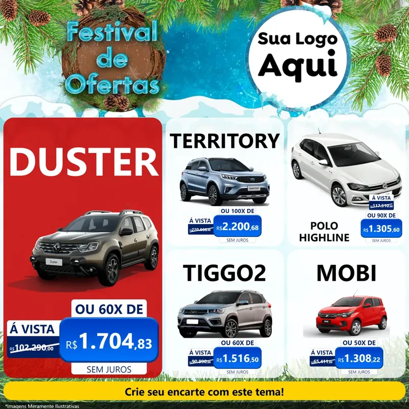 Modelo de Rede Social para Feed Facebook com o tema Festival de Ofertas - Inverno para Concessionaria de Carros