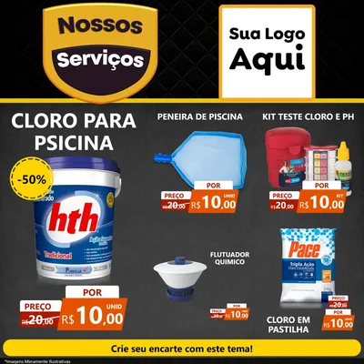 Modelo de Rede Social para Feed Facebook com o tema Nossos Serviços para Produtos para Piscina