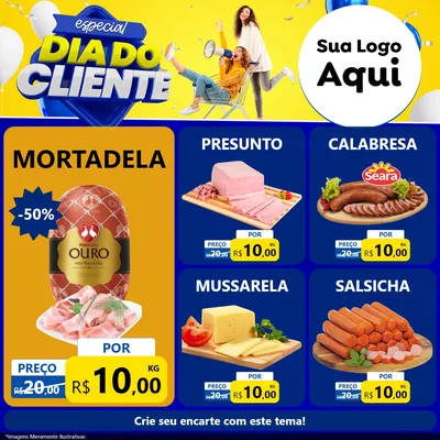 Modelo de Rede Social para Feed Facebook com o tema Especial Dia do Cliente para Frios e Laticínios