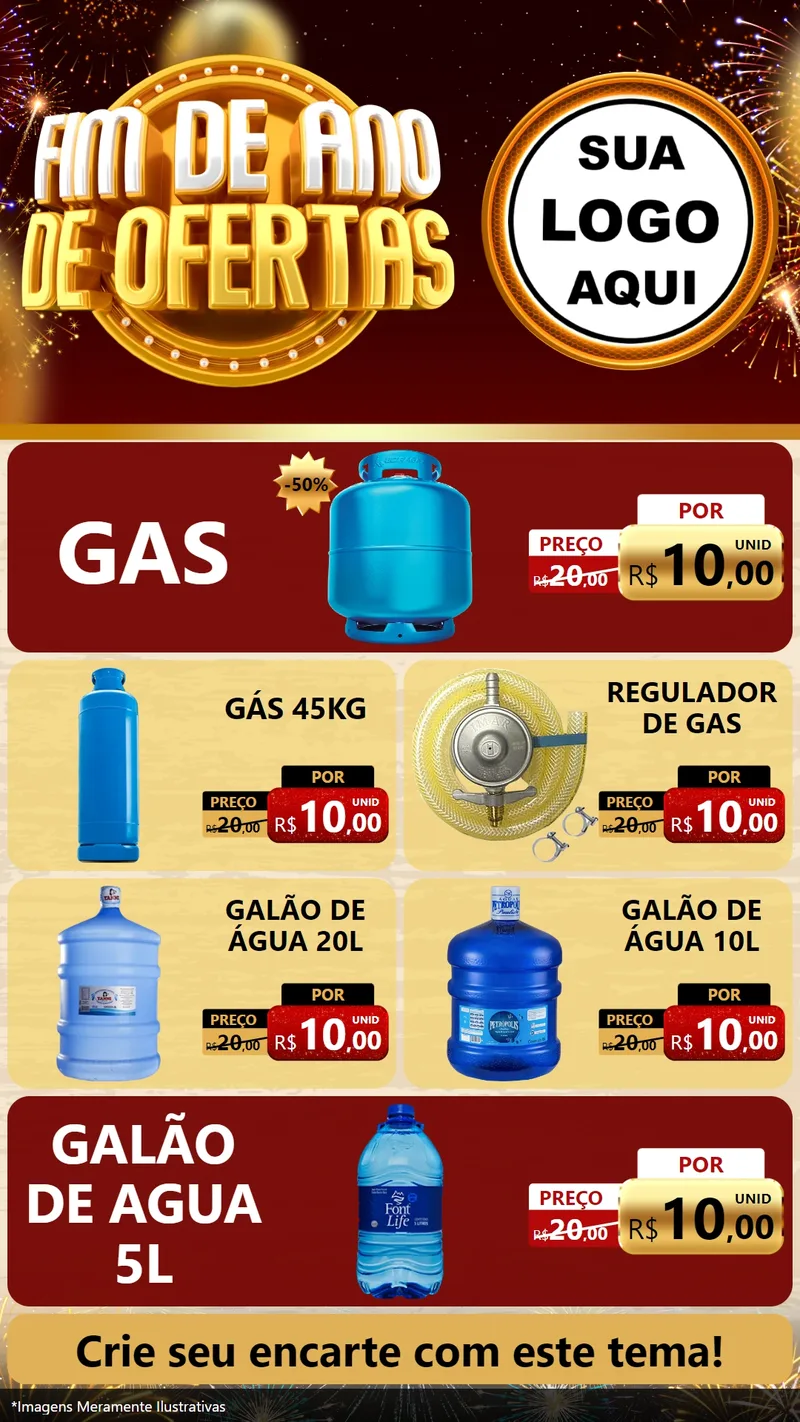 Modelo de TV para TV Vertical com o tema Fim de Ano de Ofertas para Água e gás
