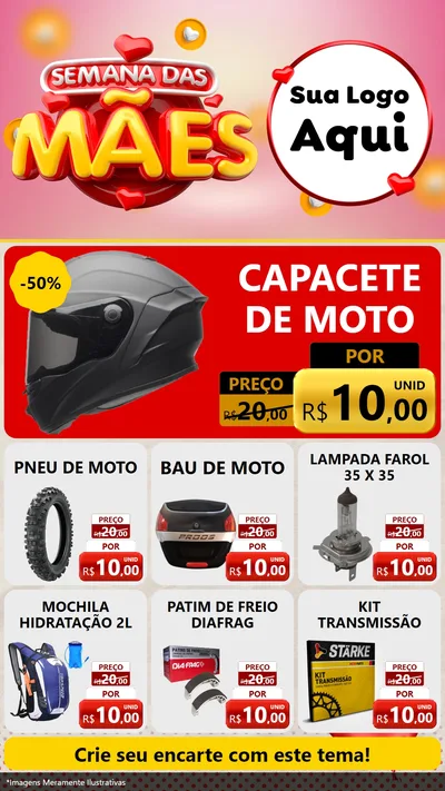 Modelo de Rede Social para Stories com o tema Semana das Mães para Moto peças