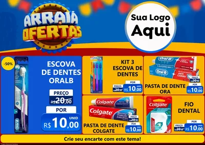 Modelo de Encarte para Encarte A4 Horizontal com o tema Arraiá de Ofertas - Junina para Higiene Pessoal