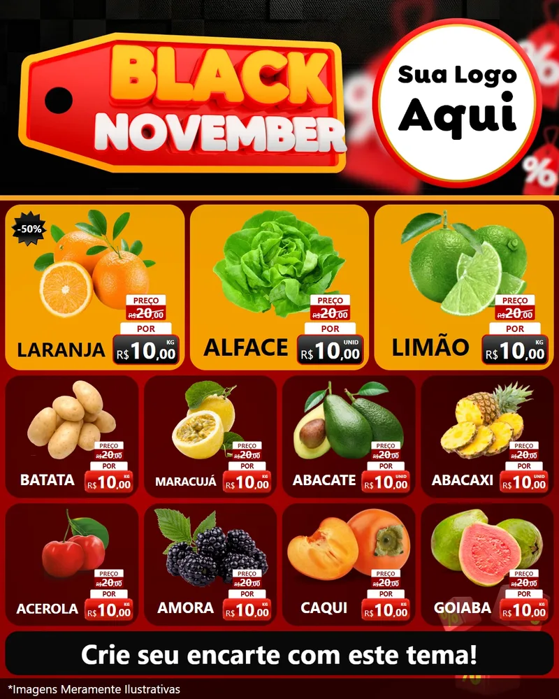 Modelo de Rede Social para Feed Instagram com o tema Black November para Hortifrúti