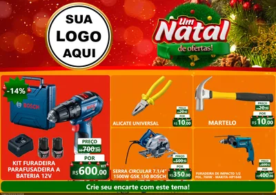 Modelo de Encarte para Encarte A4 Horizontal com o tema Um Natal de Ofertas para Maquinas e Ferramentas