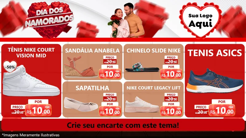 Modelo de TV para TV Horizontal com o tema Dia dos Namorados para Calçados
