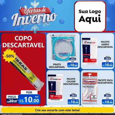 Modelo de Rede Social para Feed Facebook com o tema Ofertas de Inverno para Embalagens