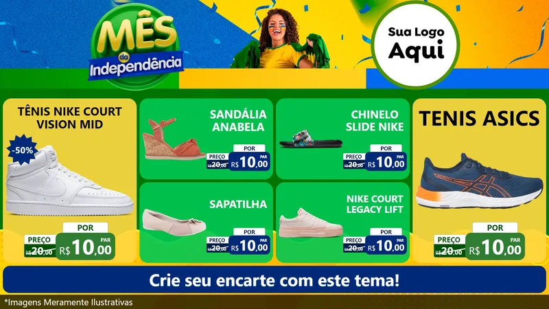 Modelo de TV para TV Horizontal com o tema Mês da Independência para Calçados