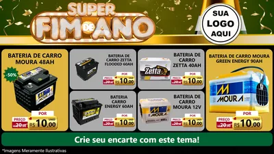 Modelo de TV para TV Horizontal com o tema Super Fim de Ano para Baterias Elétricas