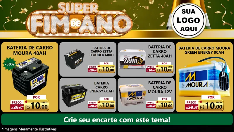 Modelo de TV para TV Horizontal com o tema Super Fim de Ano para Baterias Elétricas