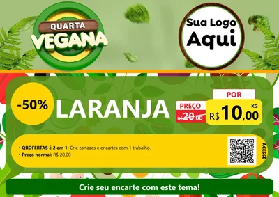 Modelo de Cartaz para Cartaz A4 Horizontal com o tema Quarta Vegana para Hortifrúti