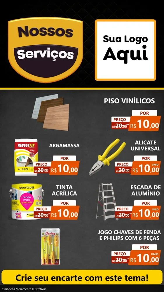 Modelo de TV para TV Vertical com o tema Nossos Serviços para Material para Construção