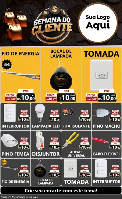 Modelo de Encarte para Encarte Grande com o tema Semana do Cliente para Materiais Elétricos