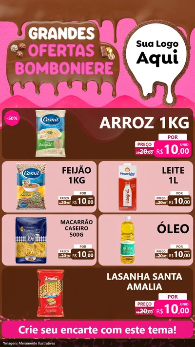 Modelo de TV para TV Vertical com o tema Grandes Ofertas Bomboniere para Supermercado