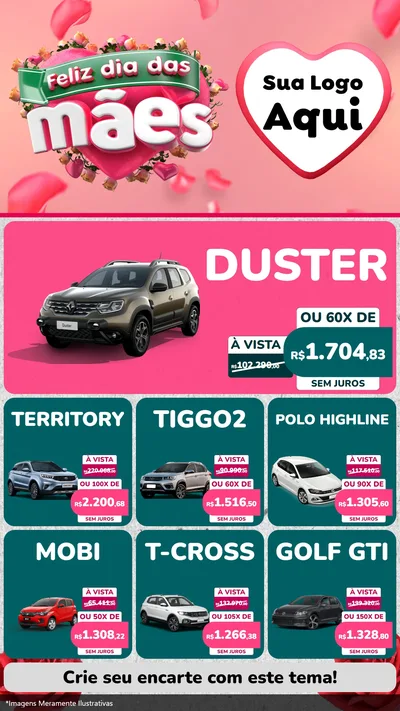 Modelo de Rede Social para Stories com o tema Feliz Dia das Mães para Concessionaria de Carros
