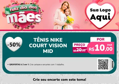 Modelo de Cartaz para Cartaz A4 Horizontal com o tema Feliz Dia das Mães para Calçados