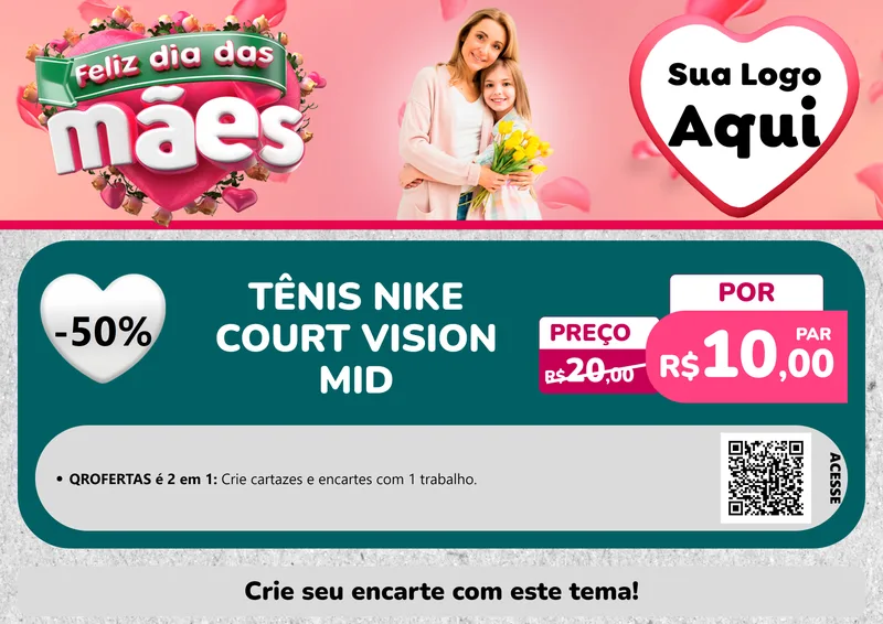 Modelo de Cartaz para Cartaz A4 Horizontal com o tema Feliz Dia das Mães para Calçados