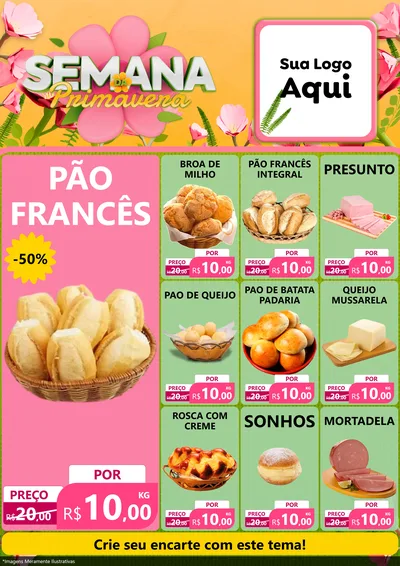Modelo de Encarte para Encarte A4 Vertical com o tema Semana da Primavera para Padaria
