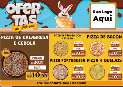 Modelo de Encarte para Encarte A4 Horizontal com o tema Ofertas de Páscoa para Pizzaria