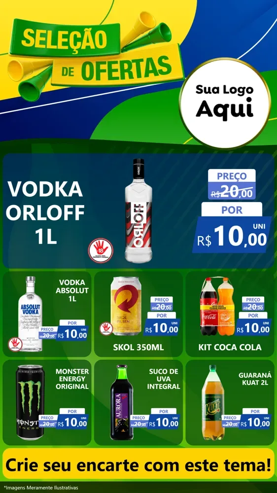 Modelo de Rede Social para Stories com o tema Seleção de Ofertas - Copa para Distribuidora de bebidas