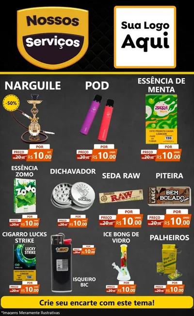 Modelo de Encarte para Encarte Grande com o tema Nossos Serviços para Tabacaria