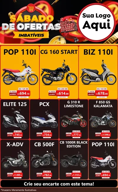 Modelo de Encarte para Encarte Grande com o tema Sábado de Ofertas Imbatíveis para Concessionaria de Motos