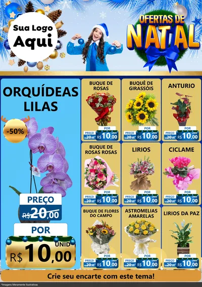 Modelo de Encarte para Encarte A4 Vertical com o tema Ofertas de Natal para Floricultura e jardim