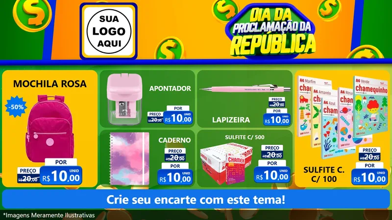 Modelo de TV para TV Horizontal com o tema Dia Da Proclamação da República para Papelaria