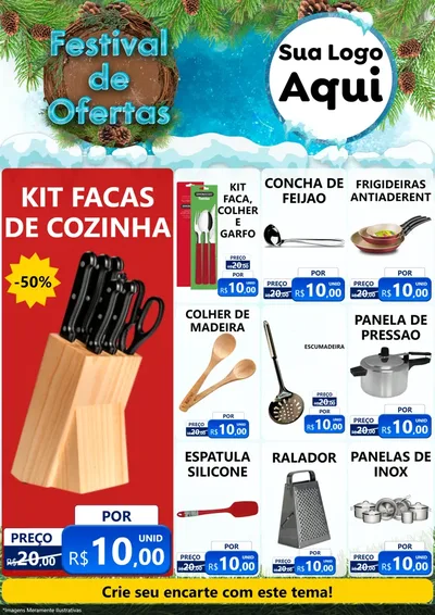 Modelo de Encarte para Encarte A4 Vertical com o tema Festival de Ofertas - Inverno para Utilidades Domésticas