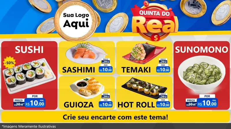 Modelo de TV para TV Horizontal com o tema Quinta do Real para Comida japonesa