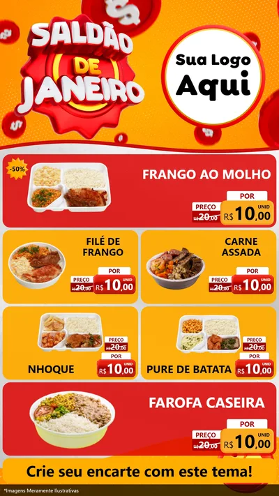Modelo de TV para TV Vertical com o tema Saldão de Janeiro para Restaurante