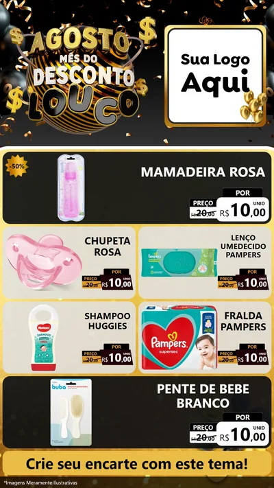Modelo de TV para TV Vertical com o tema Agosto Mês do Desconto Louco para Bebês