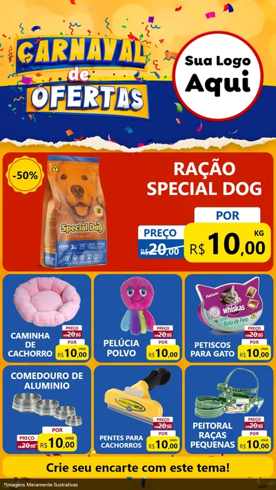 Modelo de Rede Social para Stories com o tema Carnaval de Ofertas para Pet Shop