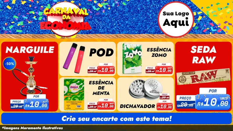 Modelo de TV para TV Horizontal com o tema Carnaval da Economia para Tabacaria