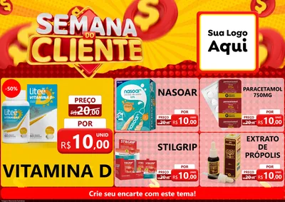 Modelo de Encarte para Encarte A4 Horizontal com o tema Semana do Cliente para Farmácia