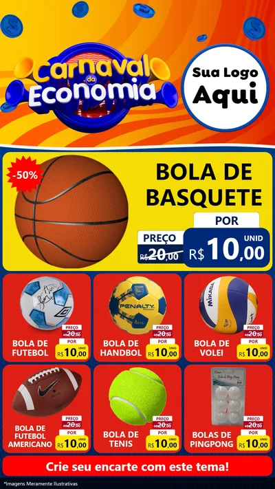 Modelo de Rede Social para Stories com o tema Carnaval da Economia para Artigos Esportivos